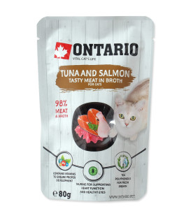 Kapsička ONTARIO Cat Tuna and Salmon in Broth 80g