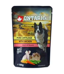 Kapsička ONTARIO Dog Pork Cartilage with Chicken in Broth 100g