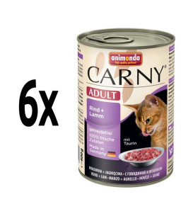 6x konzerva Animonda CARNY® cat Adult hovězí a jehně 400 g