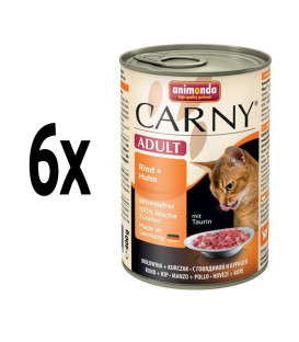 6x konzerva Animonda CARNY® cat Adult hovězí a kuře 400 g