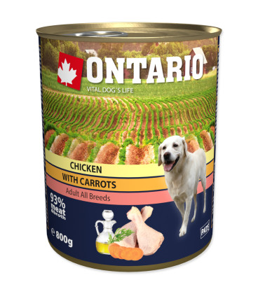 Konzerva ONTARIO Dog Chicken, Carrots and Salmon Oil 800g