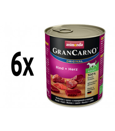 6x konzerva ANIMONDA Gran Carno hovězí + srdce 800g