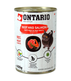 Konzerva ONTARIO Cat Beef, Salmon, Sunflower Oil 400g