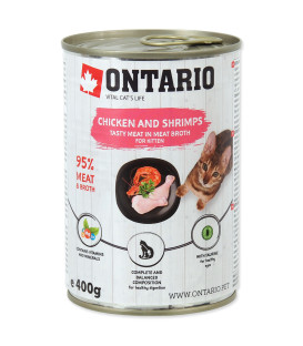 Konzerva ONTARIO Kitten Chicken, Shrimp, Rice and Salmon Oil 400g